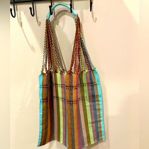 Hand loomed/woven Mexican tote/shoulder bag. Hand embroidered purse. New!